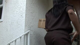 A sexy ebony delivers parcels but sometimes makes mistakes hard doggie bang